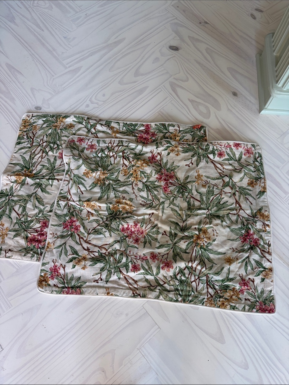 Chaps Floral Pillow Shams in Green, Pink, and Gold